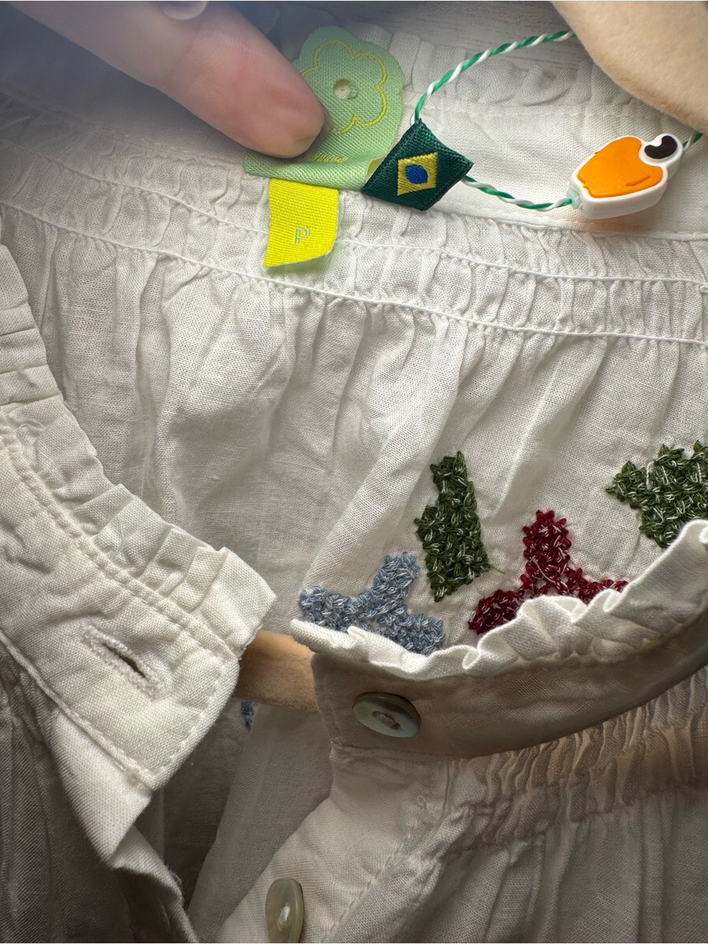 FARM Rio White Embroidered Ruffle Blouse – Size S NWT - Picture 5 of 9